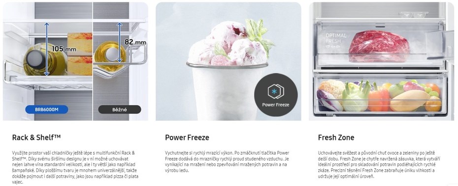 Samsung BRB26605EWW/EF praktické uspořádání